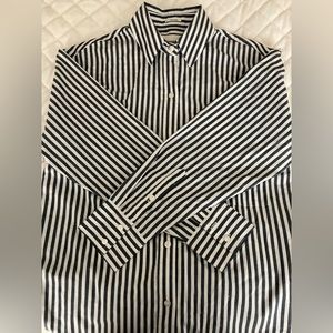 🆕 NWOT, Abercrombie & Fitch Striped Oversized Poplin Button-Up Shirt, Size XXS